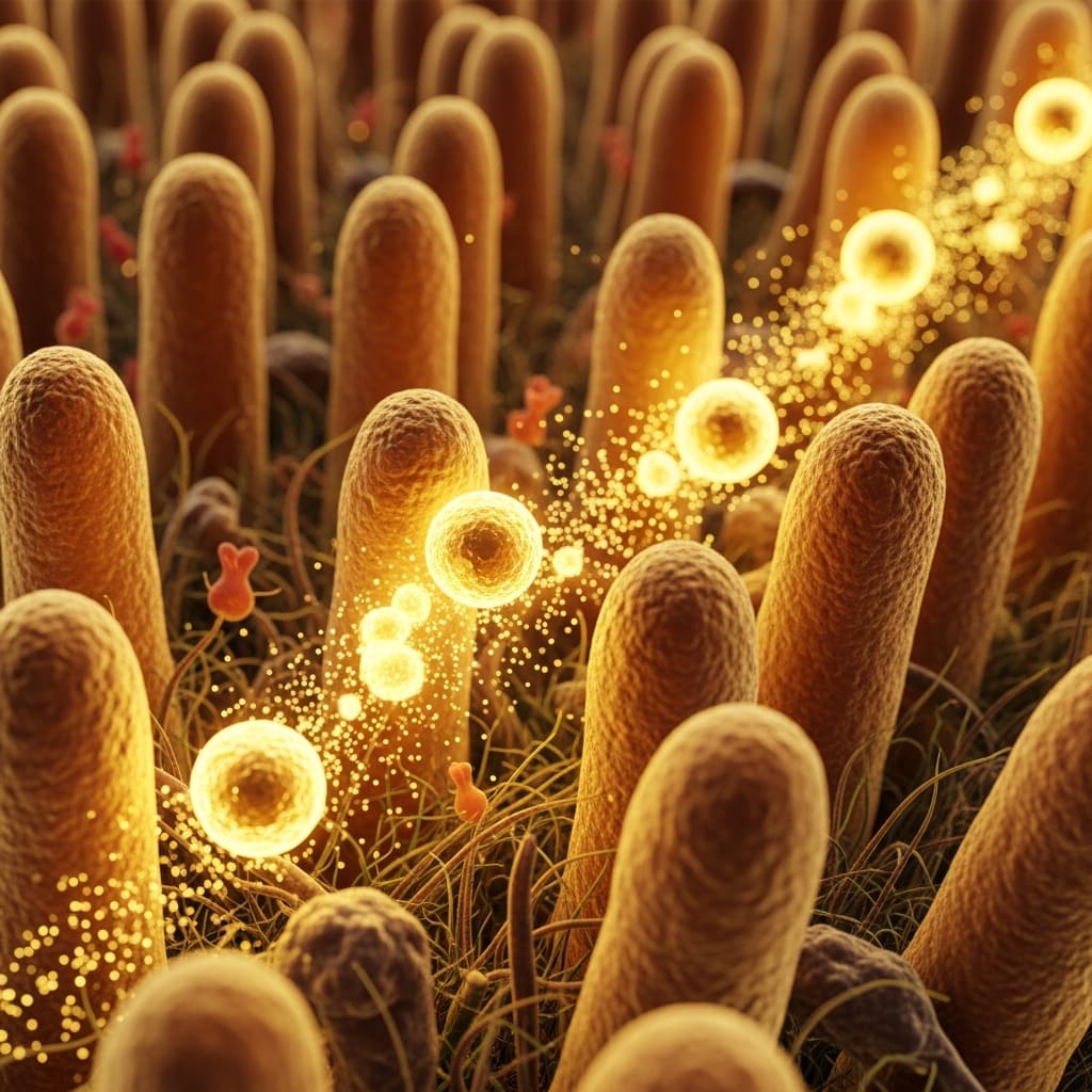 Intestinal villi and bacteria visualization