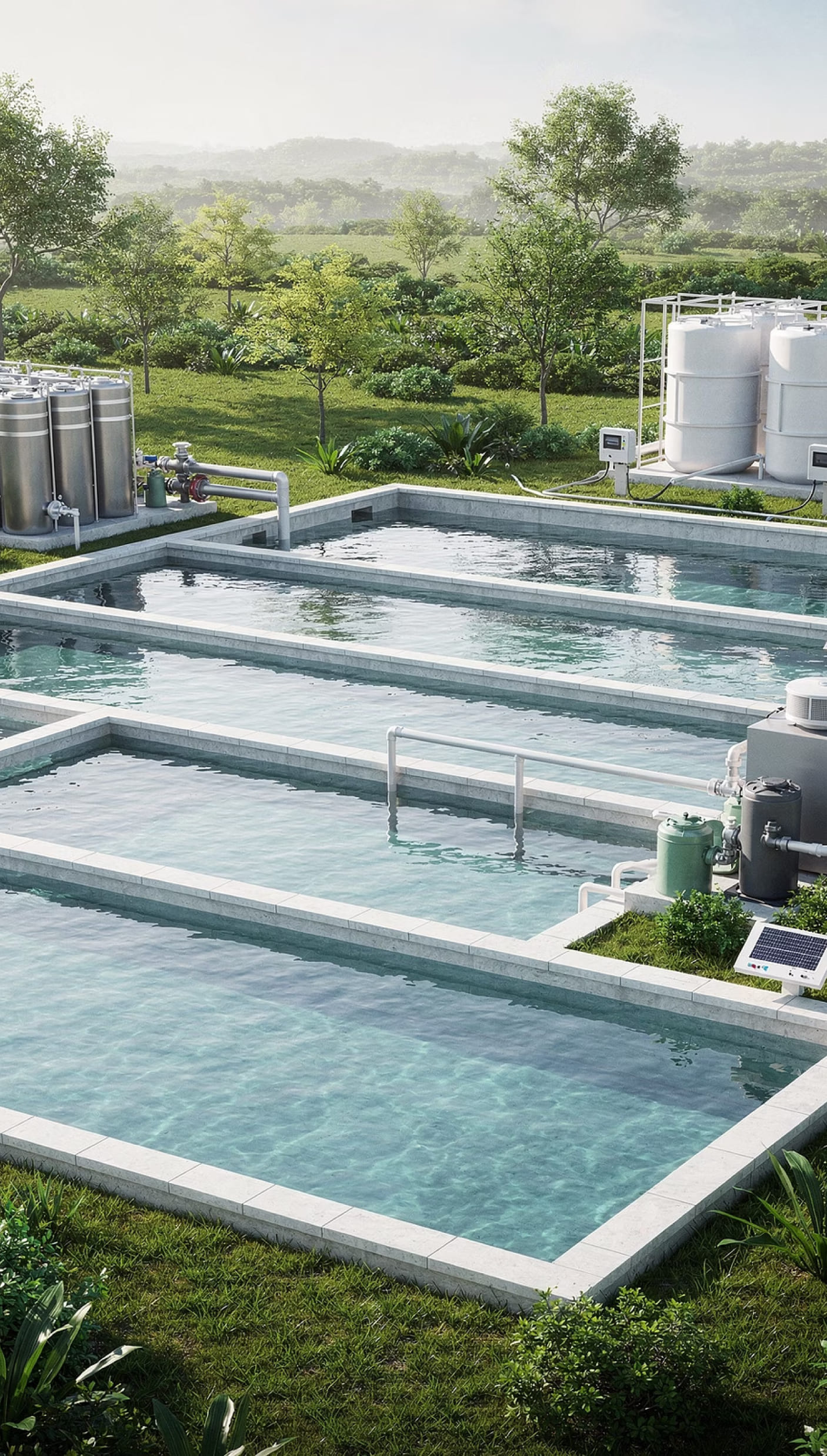 Shrimp aquaculture pond